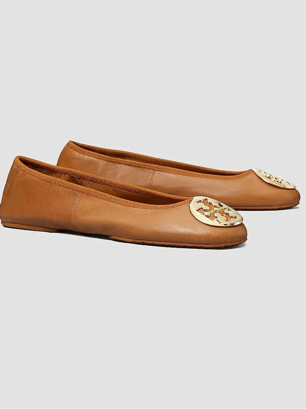 Tory Burch Royal Tan Minnie Travel Ballet Flat Women’s Size 8M $225